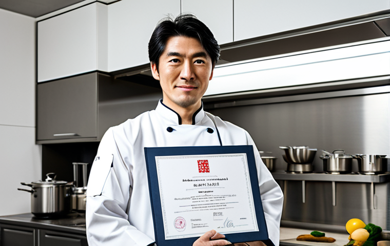 Global Ambition**

"A Japanese chef in professional attire, confidently standing in a modern, well-lit kitchen, holding a City & Guilds certificate, fully clothed, appropriate content, safe for work, perfect anatomy, natural proportions, professional photography, high quality"

**