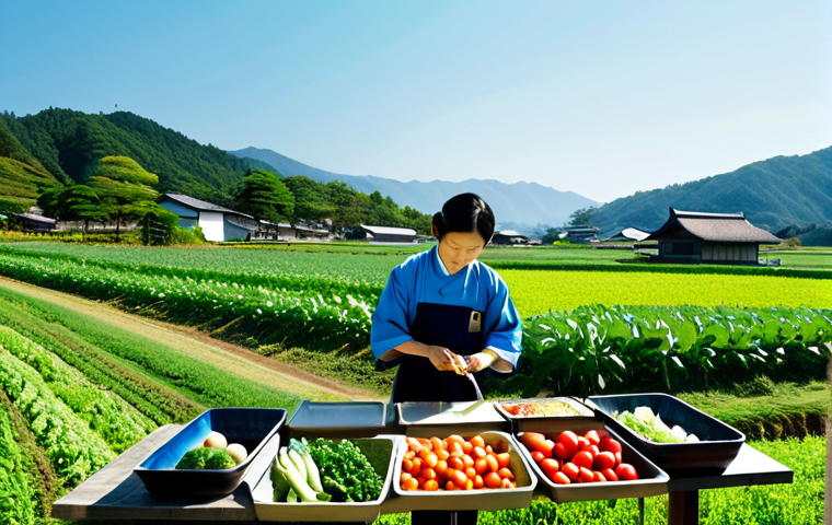 일식조리사로 일하면서 배우는 일본 요리 문화 - **Image:** An artfully arranged plate showcasing a modern vegan Japanese dish, incorporating colorfu...