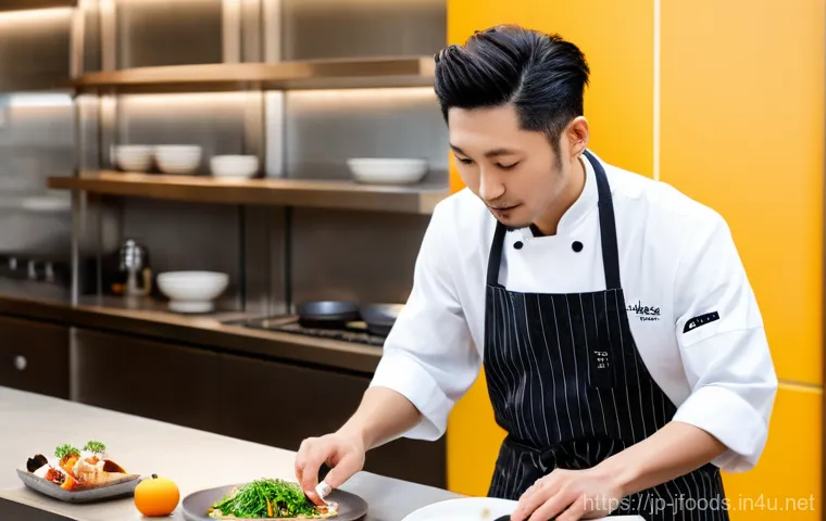 일식조리사와 프리랜서 일식 요리사의 차이 - **Prompt for Traditional Japanese Chef (和食調理師)**
    "A highly skilled and serious Japanese 'itamae'...