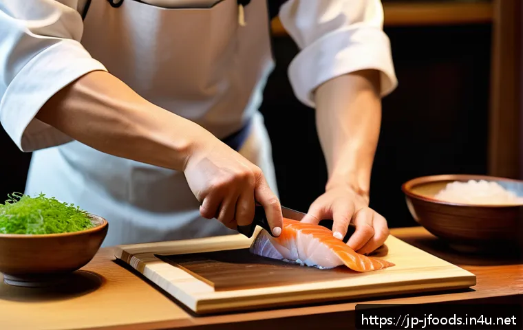 일식조리사로서의 성공적인 커리어 경로 - A skilled Japanese washoku chef in a traditional kitchen, wearing a white chef&rsquo;s coat and apron, car...